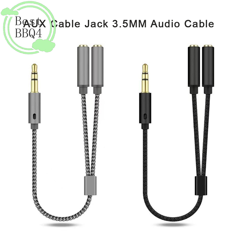 Earphone Splitter Jack - (BBQ4) AUX-Kabel 3,5mm Klinkenstecker auf Doppel-Buchse
