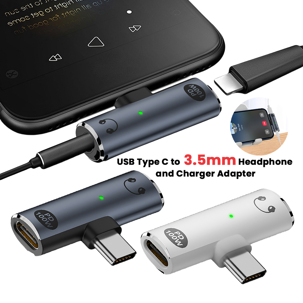 Earphone Splitter Jack - 2-in-1-Audio-Aux-Adapter PD 100 W USB C